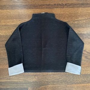 Black and grey heathered mock neck sweater